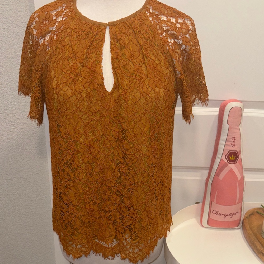 EUC J. Crew Amber Lace Blouse